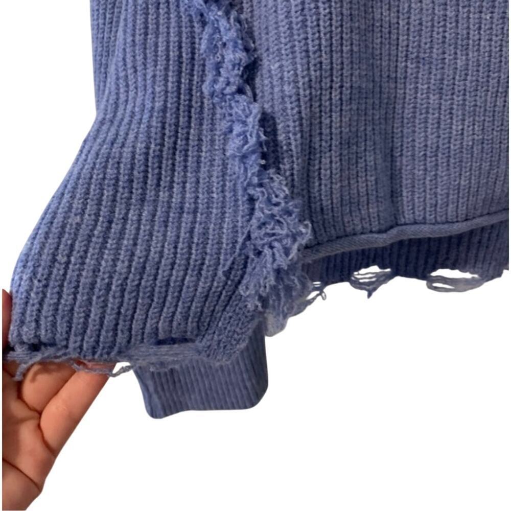 Pink Lily Blue Fringe Sweater Size Large - Picture 6 of 6